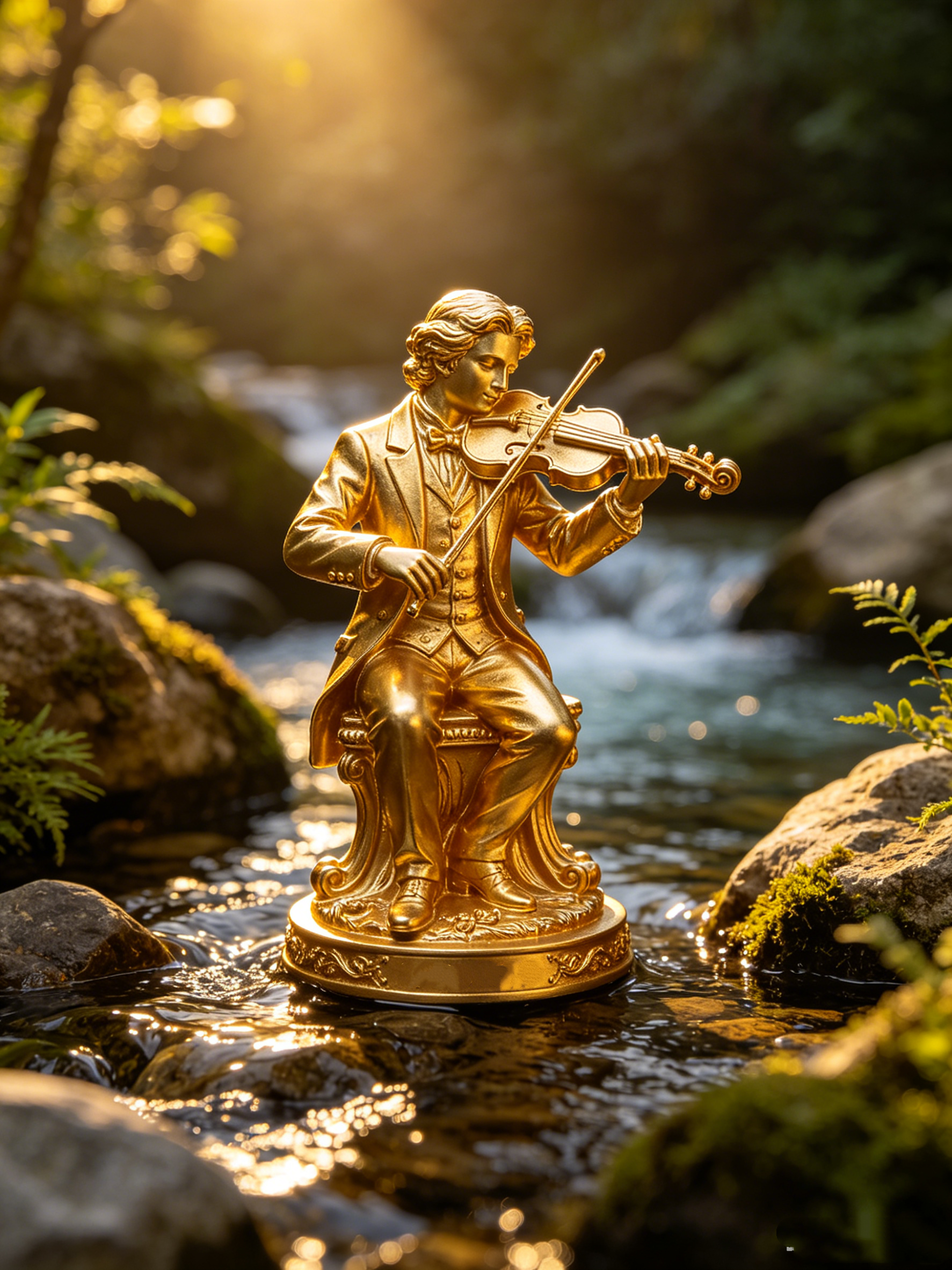 Polystone Musician Decorative Sculpture - Gold