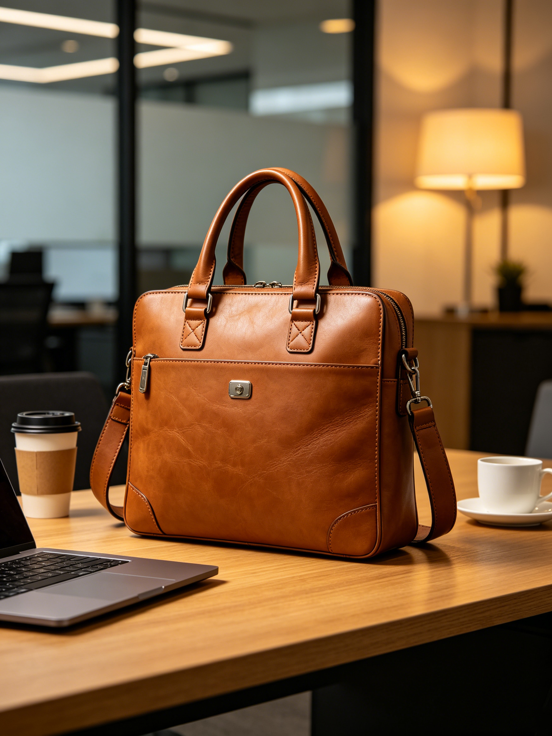 Men's Genuine Leather Top Layer Cowhide Briefcase Messenger Bag
